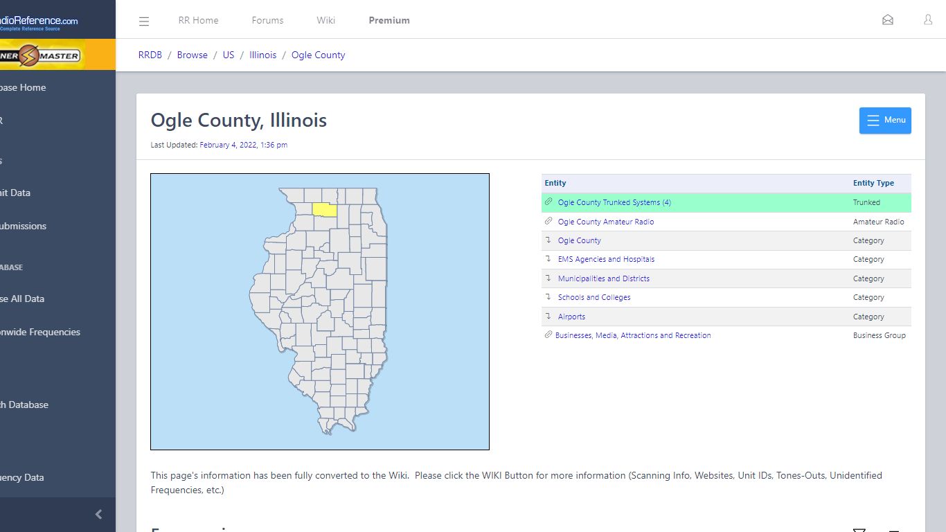 Ogle County, Illinois (IL) Scanner Frequencies and Radio Frequency ...